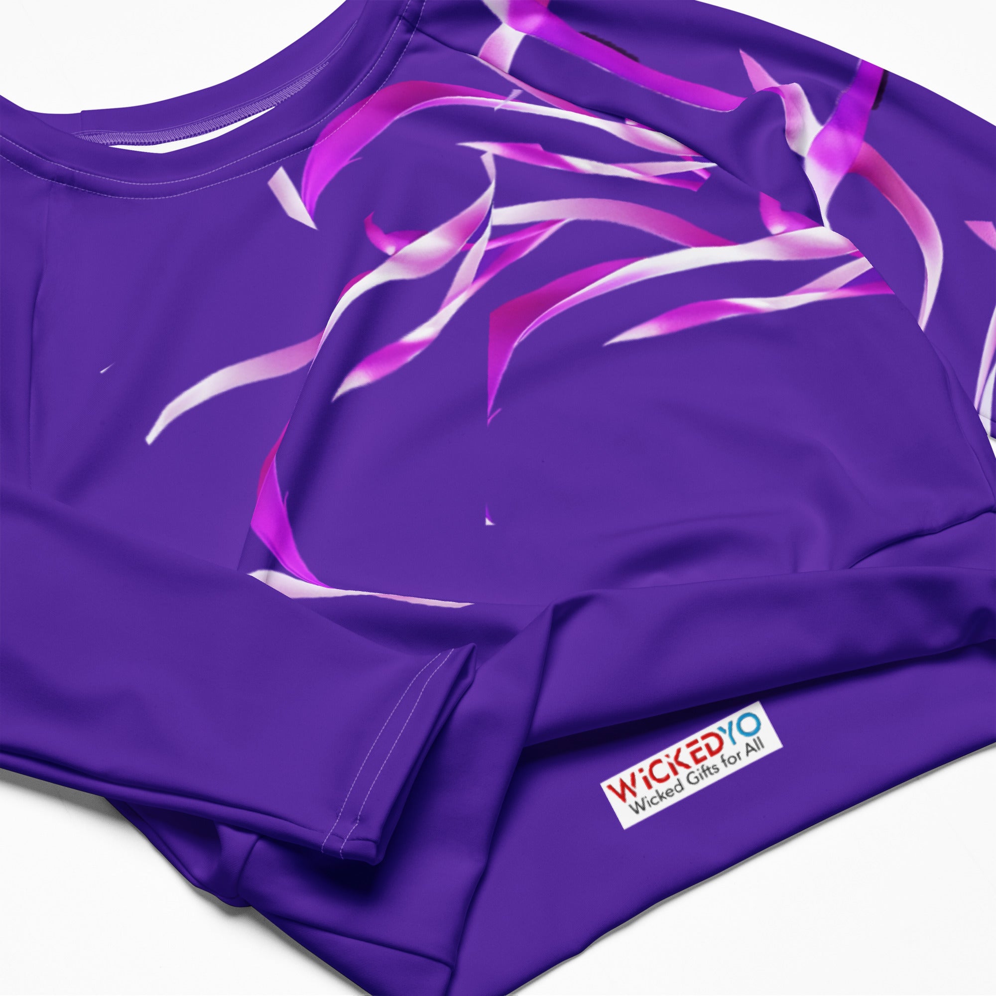 Purple & Pink crop top. Long-sleeved gym or dance top and streetwear. Women's yoga or fitness top. La Danza by WickedYo